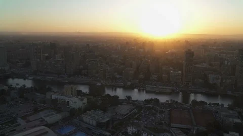 Silhouette sunset in Cairo, Egypt Stock Footage 129638139