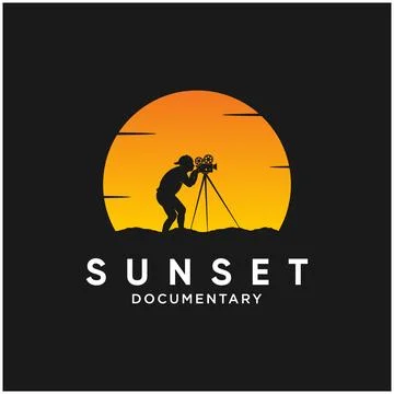 Silhouette sunset documentary premium vector Stock Illustration