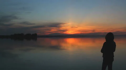 Silhouette at sunset Stock Footage 51649707