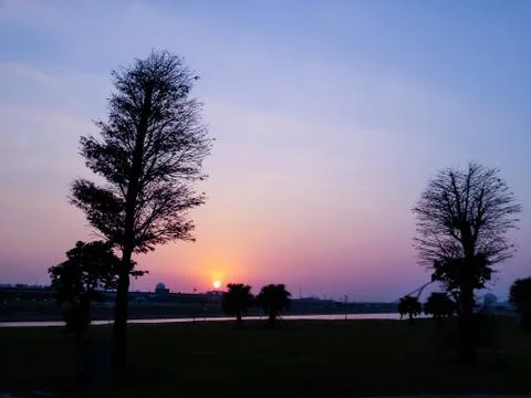 Silhouette sunset Stock Photos