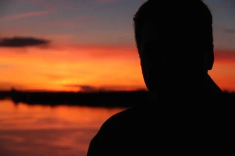 Silhouette before sunset Stock Photos