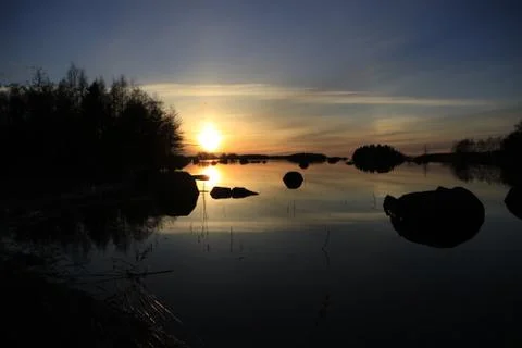 Silhouette sunset. Stock Photos