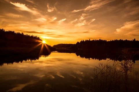 Silhouette sunset Stock Photos