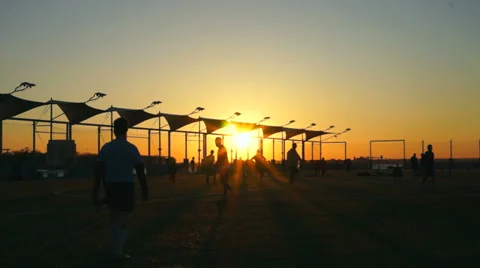 Silhouette Sunset Soccer Video stock 37060165