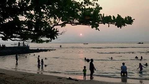 Silhouette, sunset view from the beach Stock Footage 275325632
