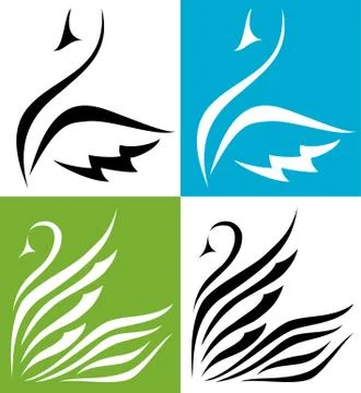 Silhouette of a swan Stock Illustration