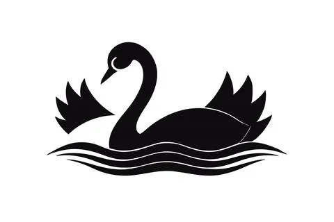 Silhouette swan Stock Illustration