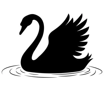 The silhouette of swan vector art Stock Illustration