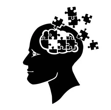 Silhouette symbol mosaic brain vector illustration Stock Illustration