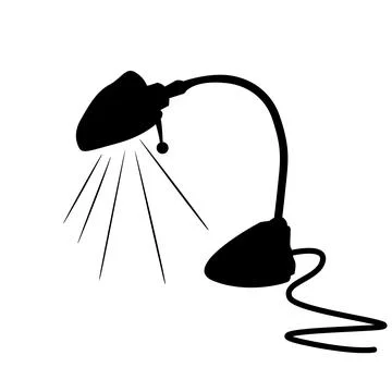 Silhouette of table lamp isolated on white background. Night light icon. Be.. Stock Illustration