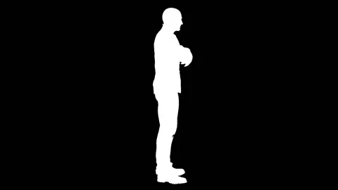 Silhouette of a talking guy. Alpha channel. Alpha matte. Full HD. Stock Footage 120981756
