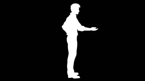 Silhouette of a talking man. Computer animation. Alpha channel. Full HD. Stock Footage 120981969