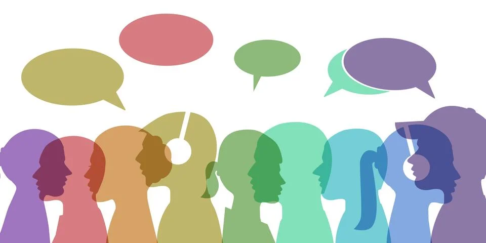Silhouette of talking people Stock Illustration