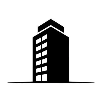 Silhouette of a Tall Rectangular Building with Windows Stock Illustration