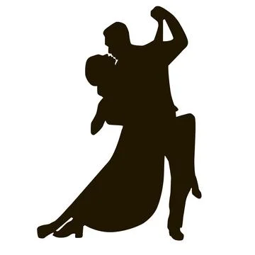 Silhouette of tango dance pair. Couple dancers Ilustração Stock