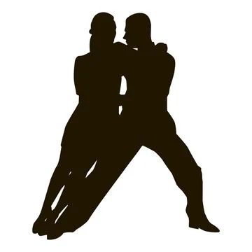 Silhouette of tango dance pair. Couple dancers Ilustração Stock