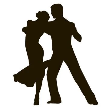 Silhouette of tango dance pair. Couple dancers Stock Illustration