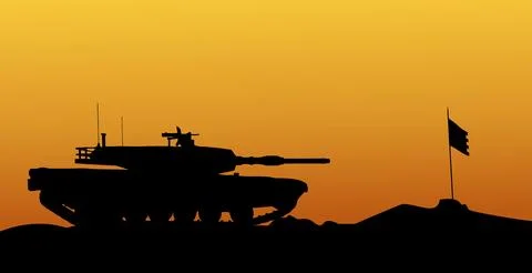 Silhouette of a tank Stock Illustration