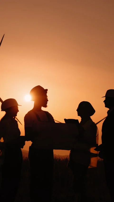 Silhouette Teamwork at Sunset Stock Footage 318685039