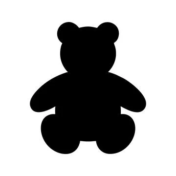 Silhouette of teddy bear toy. Vector children's cute cartoon character. Stock Illustration