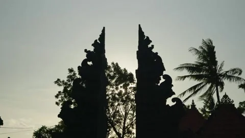 Silhouette of the temple gate in Bali Stock Footage 239442577