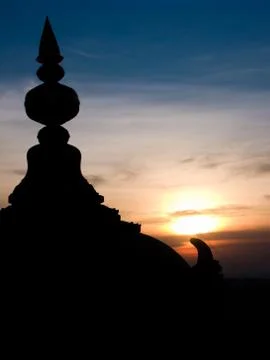 The silhouette of a temple  Stock Photos