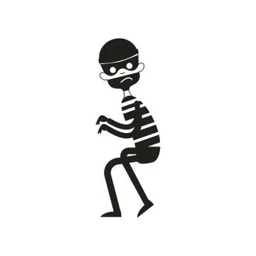 Silhouette of thief isolated on white. Vector Illustration Illustrazione stock