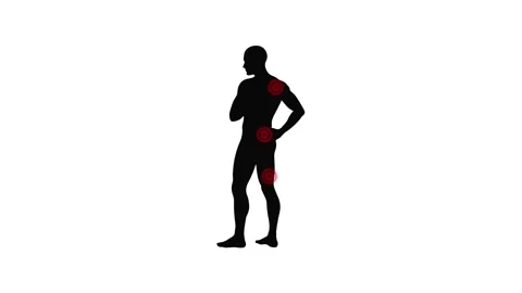 Silhouette of a Thoughtful Man with Indicator Circles Highlighting Pain Point Stock Footage 324699838