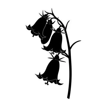 Silhouette of three black flowers on a stem vector Stock Illustration