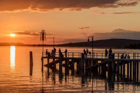 Silhouette of three people Stock Photos