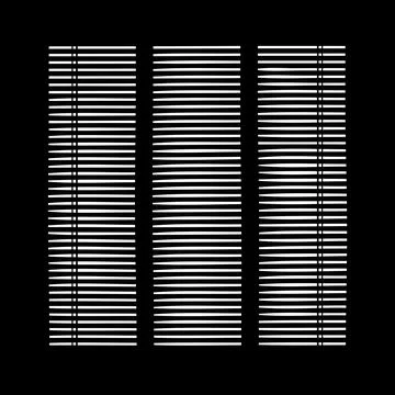 Silhouette of three sections blinds on black background. Gobo mask for light Illustrazione stock