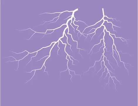 Silhouette Of A Thunder Lightning On A Lilac Background Stock Illustration