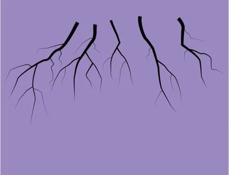 Silhouette Of A Thunder Lightning On A Lilac Background Stock Illustration
