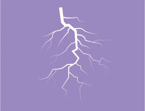 Silhouette Of A Thunder Lightning On A Lilac Background Stock Illustration