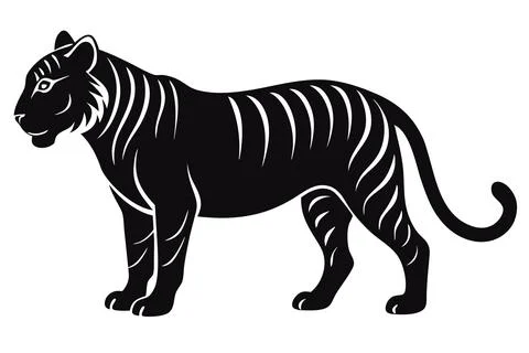 Silhouette-tiger Stock Illustration