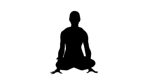 Silhouette Tolasana or Scale Pose. Beautiful woman do Yoga sitting arm lift Stock-Illustration