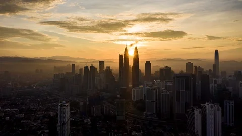 Silhouette Tower during sunrise Stock Footage 121863659