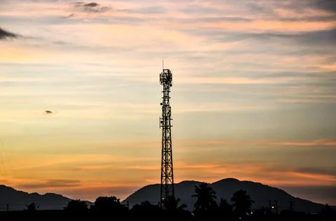 Silhouette of a tower Stock Photos