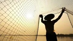 Silhouette of Traditional Fisherman Throwing Net Fishing Lake at Stock  Photo - Image of fishermen, livelihood: 81754444