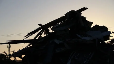 Silhouette of trash dump Stock Footage 95113535