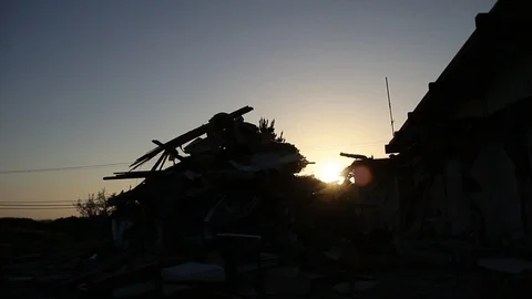Silhouette of trash pile Stock Footage 95113407