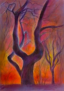 Silhouette of a tree Stock Illustration