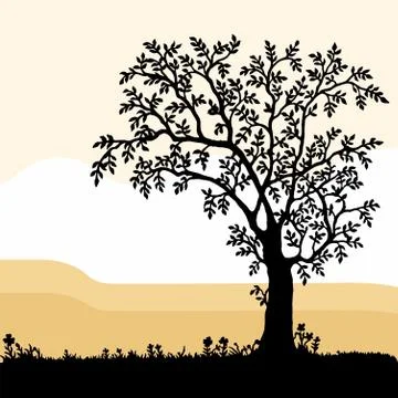 Silhouette of a tree Stock Illustration