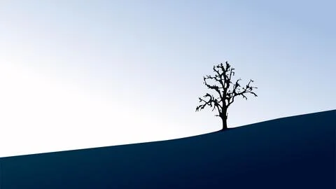 Silhouette tree nature background Stock Illustration