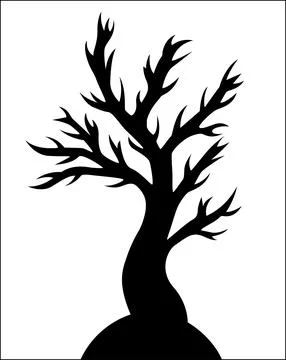 Silhouette of a tree with no leaves. 库存插图