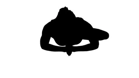 Silhouette Tree pose, standing on one leg, hands in Namaste, prayer gesture. Stock-Illustration