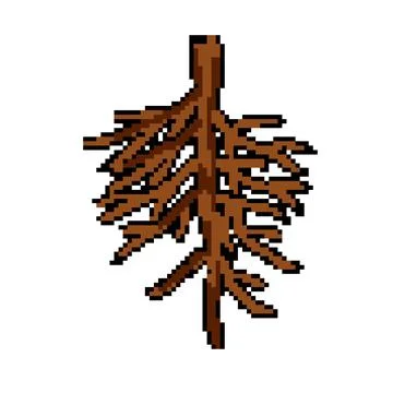 Silhouette tree root pixel art vector illustration Stock Illustration