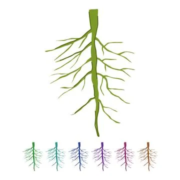 Silhouette tree root vector cartoon graphic Illustrazione stock