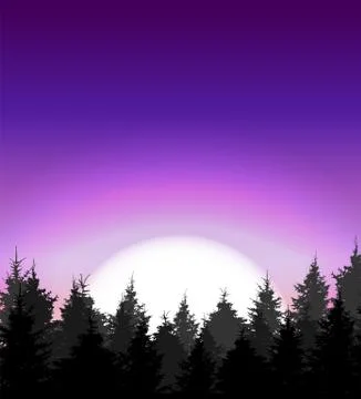 Silhouette of Tree on Sunset Background. Vector Illustration Ilustración de archivo
