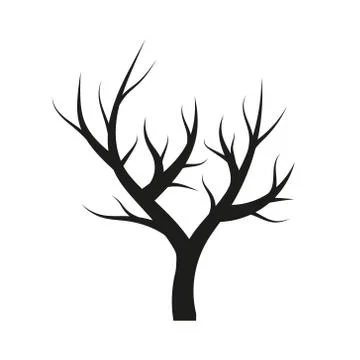 Silhouette of tree without leaves, vector illustration. Isolated. Stock Illustration